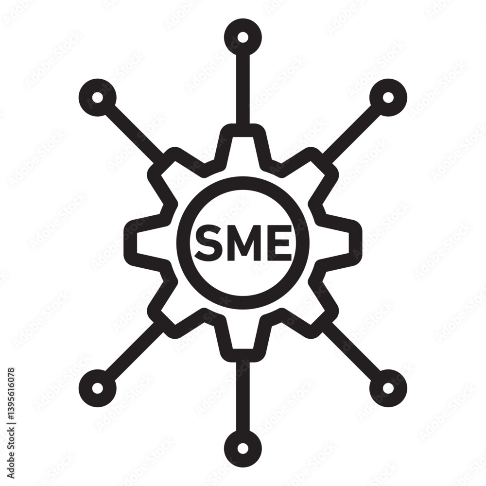SME, small and medium enterprise icon outline collection in black and on white background SME, small and medium enterprise icon outline collection in black and on white background