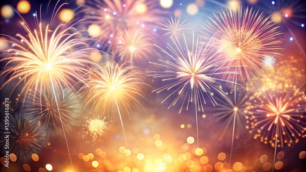 Naklejka premium Fireworks on the night sky