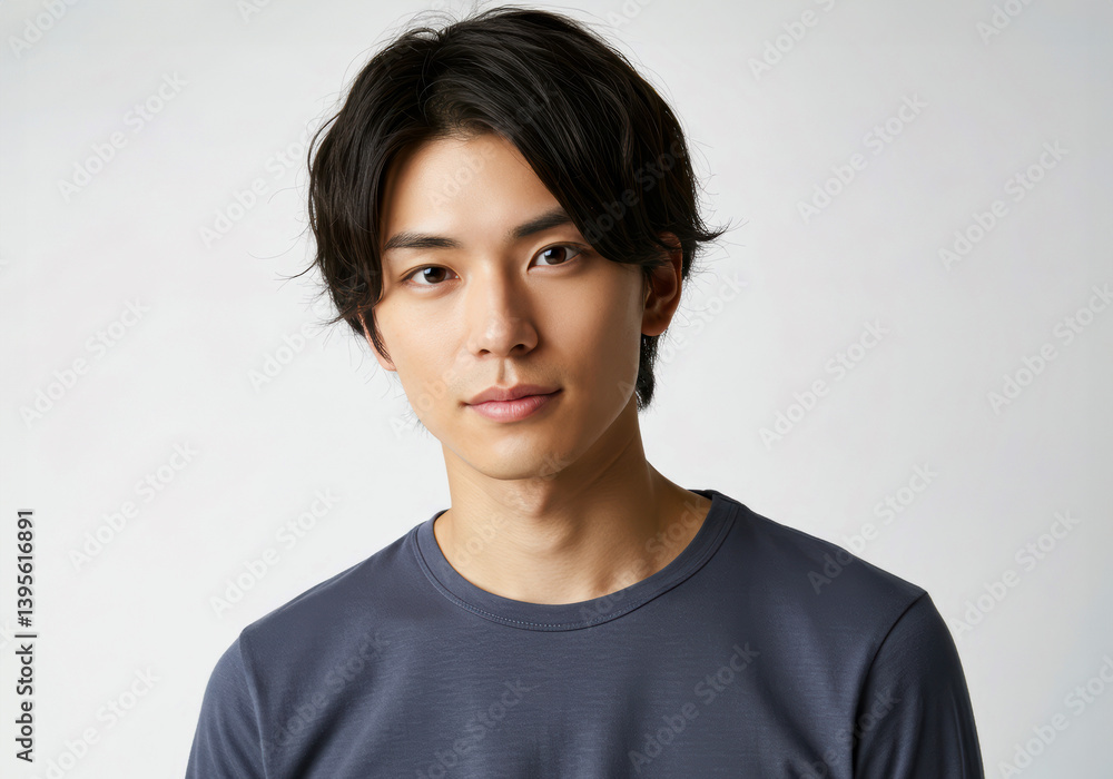 清潔感のある若い日本人男性のビューティーポートレート 清潔感のある若い日本人男性のビューティーポートレート