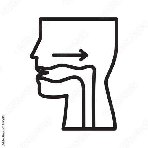 Swallowing reflex icon outline collection in black and on white background