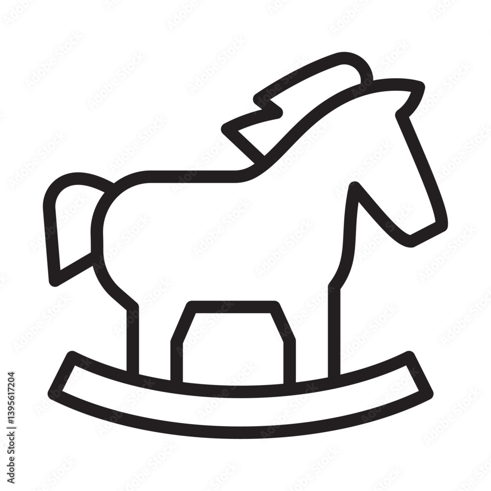 Toy horse rocking chair icon outline collection in black and on white background Toy horse rocking chair icon outline collection in black and on white background