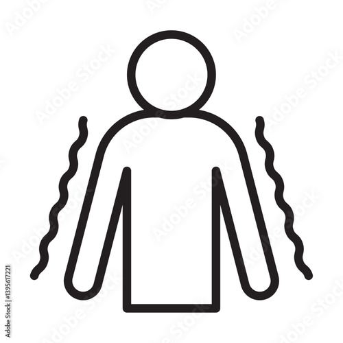 Trembling icon outline collection in black and on white background