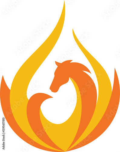 phoenix horse with fiery red color