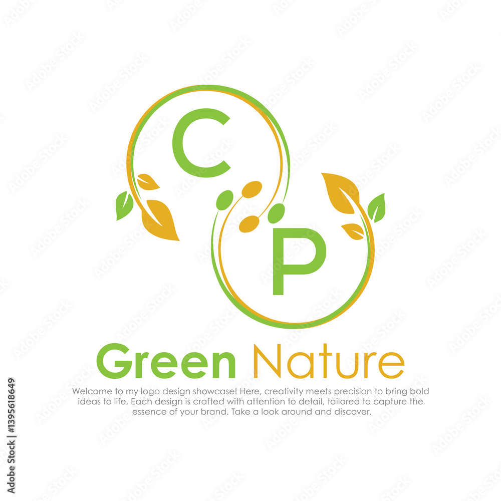 Obraz premium initial monogram logo for Green nature With circle shape creative design.