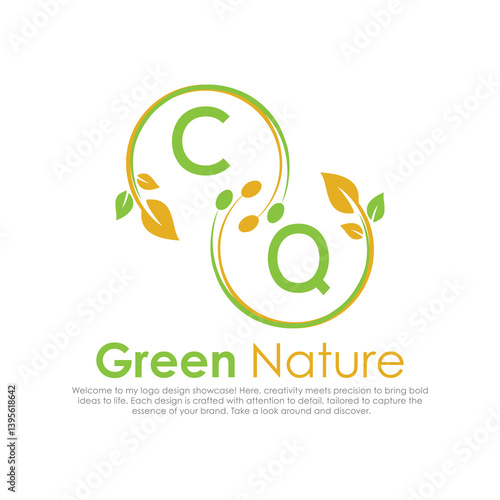 initial monogram logo for Green nature With circle shape creative design.

