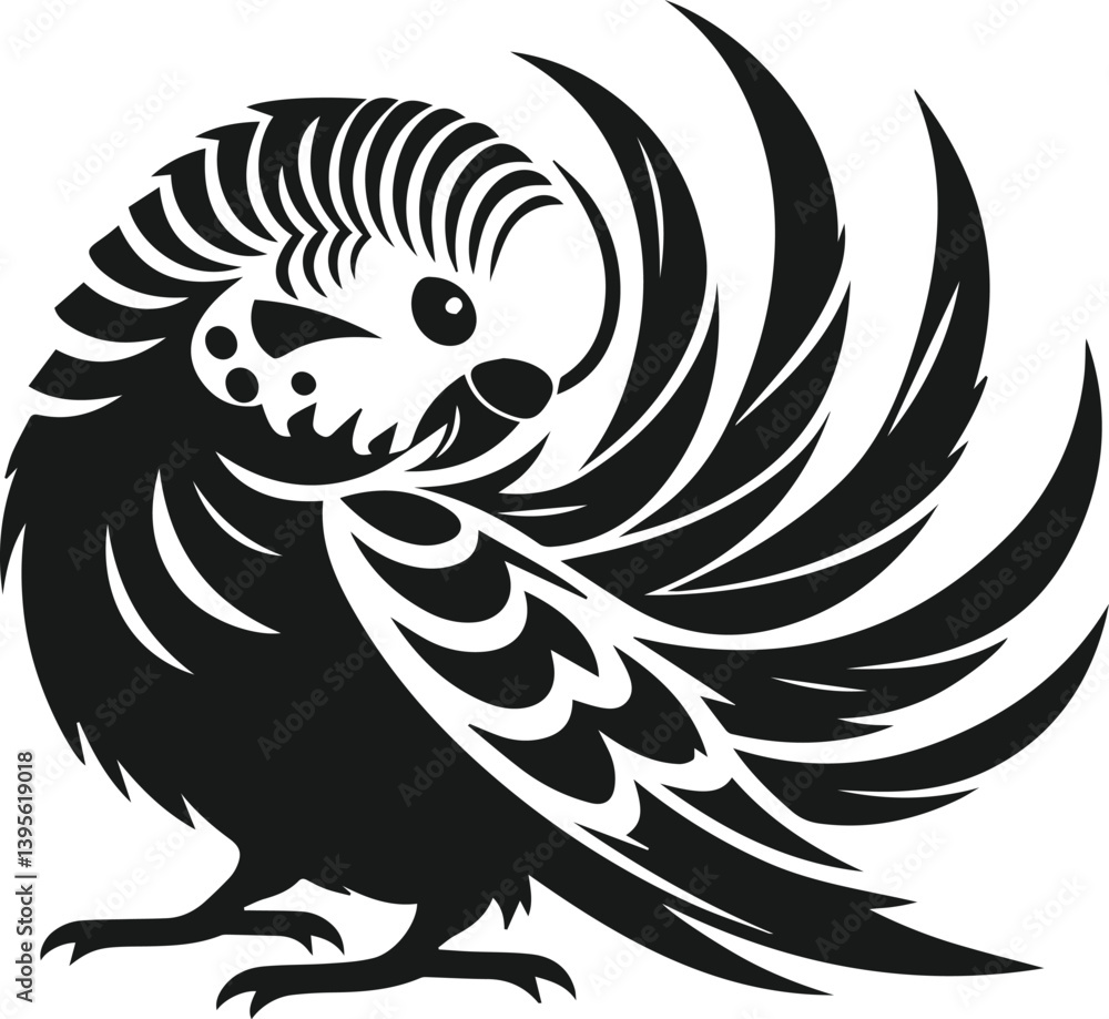 Obraz premium Budgerigar bird silhouette vector