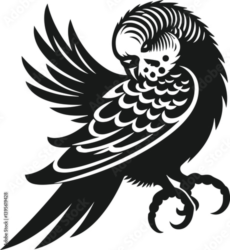 Budgerigar bird silhouette vector