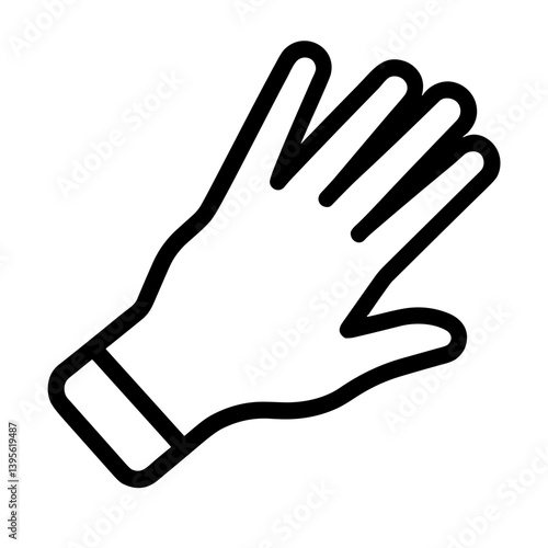 Protective glove icon in outline style for safety and lab or cleaning service visuals