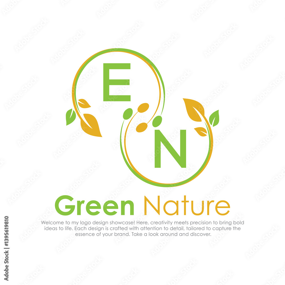 Fototapeta premium initial monogram logo for Green nature With circle shape creative design.