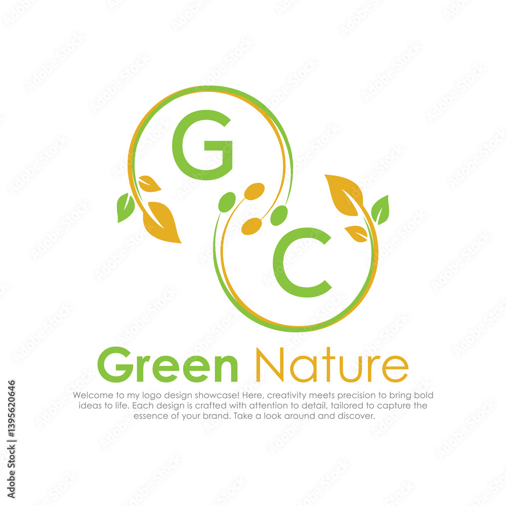 Obraz premium initial monogram logo for Green nature With circle shape creative design.