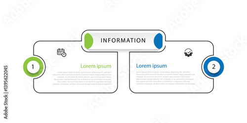 2 step infographic template with 2 square line connected suitable for business information and presentation