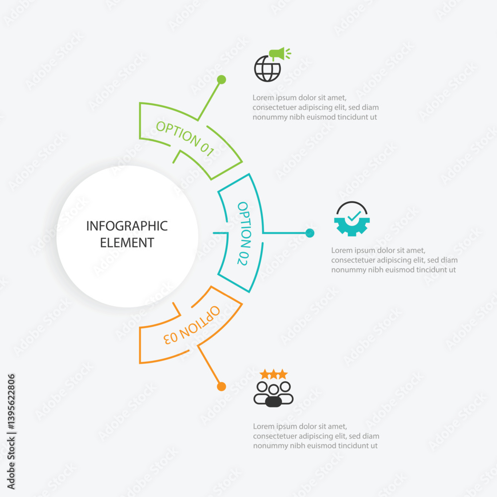 Naklejka premium 3 step infographic template with line style circle concept