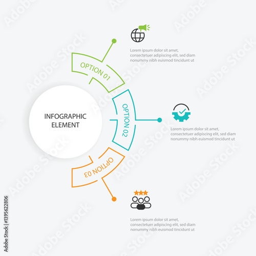 3 step infographic template with line style circle concept