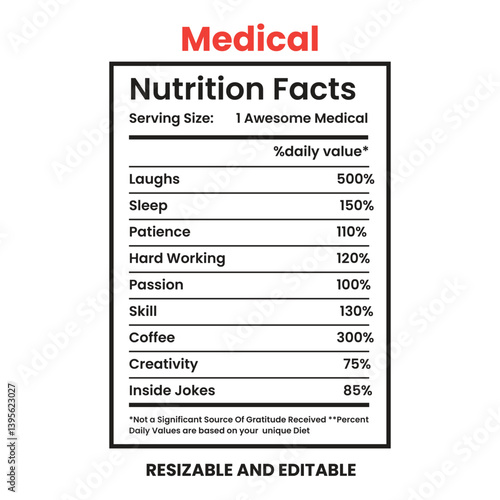 Medical Nutrition Facts,label design template, nutrition facts information, nutrition Label 