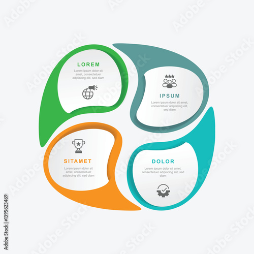 4 step infographic template on the circle concept suitable for business information and web presentation