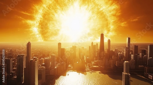 City engulfed in apocalyptic explosion