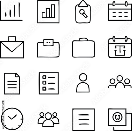 Organization Icons Set Pack Vector | Planning, Structure & Management Line Icon Pack
