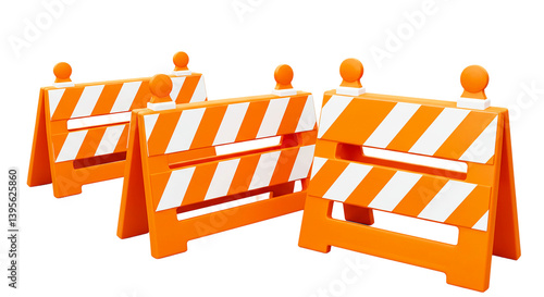 Orange construction barricade safety road work warning sign traffic block striped barrier caution street hazard 100