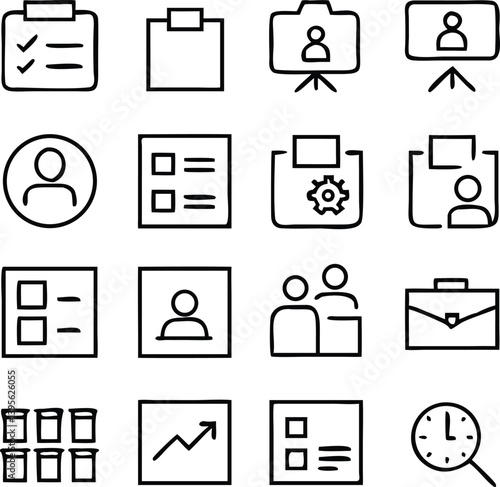 Organization Icons Set Pack Vector | Planning, Structure & Management Line Icon Pack