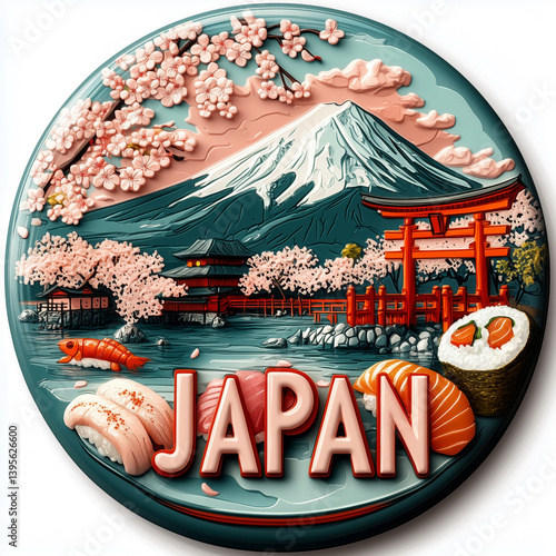 Experience the beauty of Japan through a colorful fridge magnet design