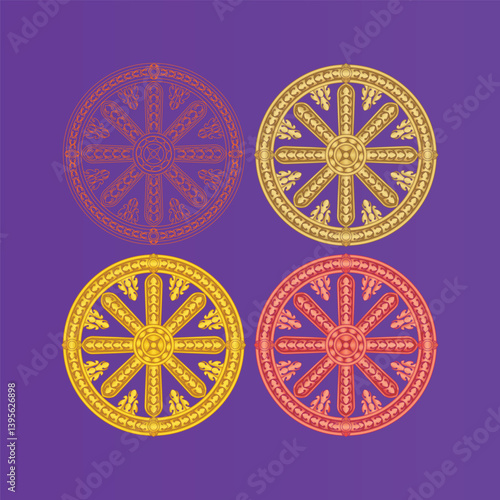 wheel of dharma circle ornament vector decoration​ kbach khmer