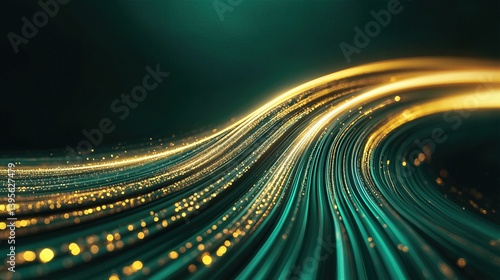 Illuminated Data Flow: A captivating representation of digital data streaming across a dark space. Striking lines of luminous light create a dynamic and vibrant visual display.