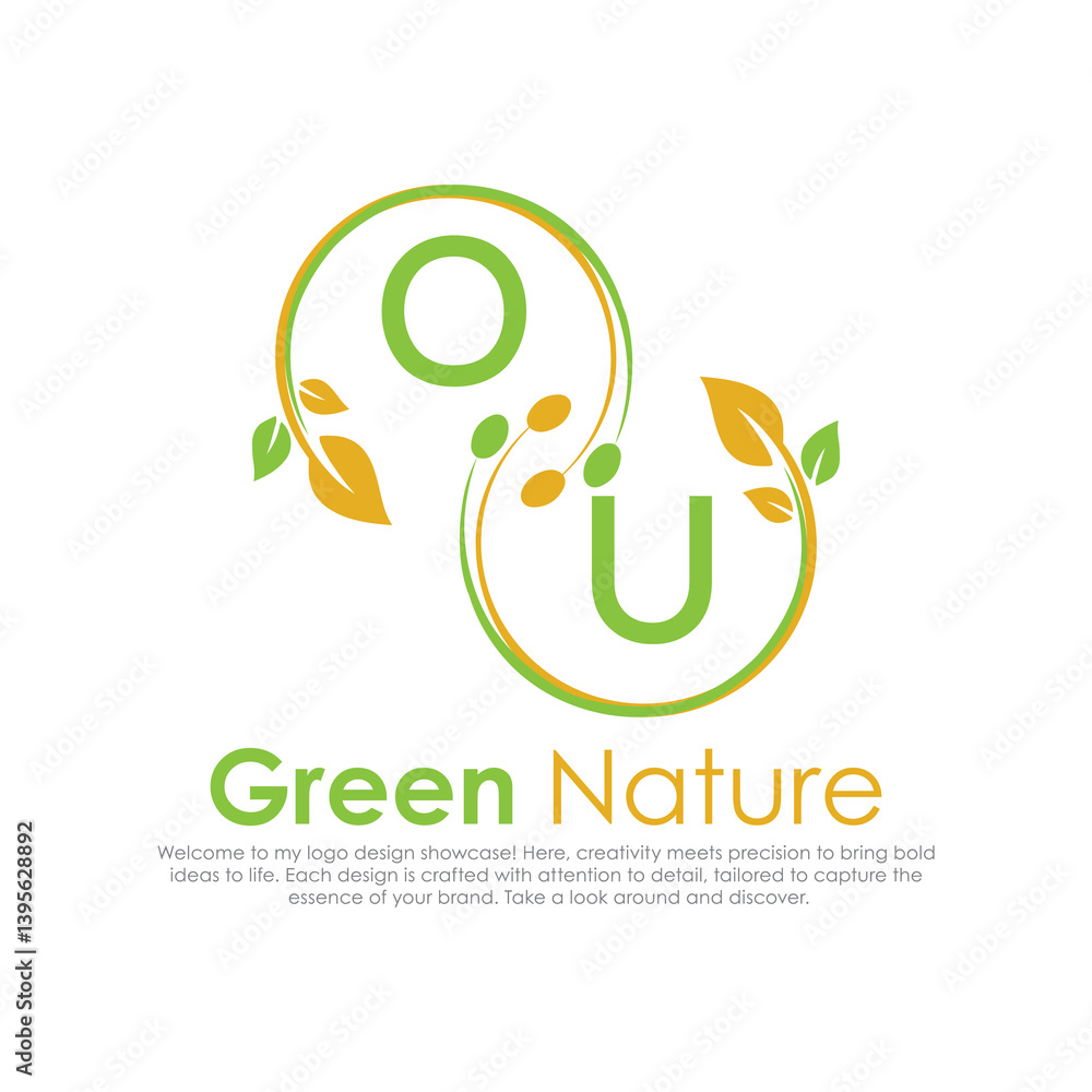 Obraz premium initial monogram logo for Green nature With circle shape creative design.