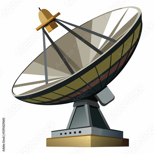large-satellite-dish- vector image-on-a-white-background