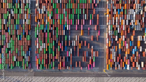 Aerial View of Long Island port harbor, in Los Angeles, USA.