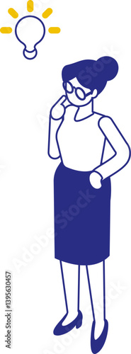 Business Woman with Lightbulb Idea vector isometric illustration isolated on white background. Business idea