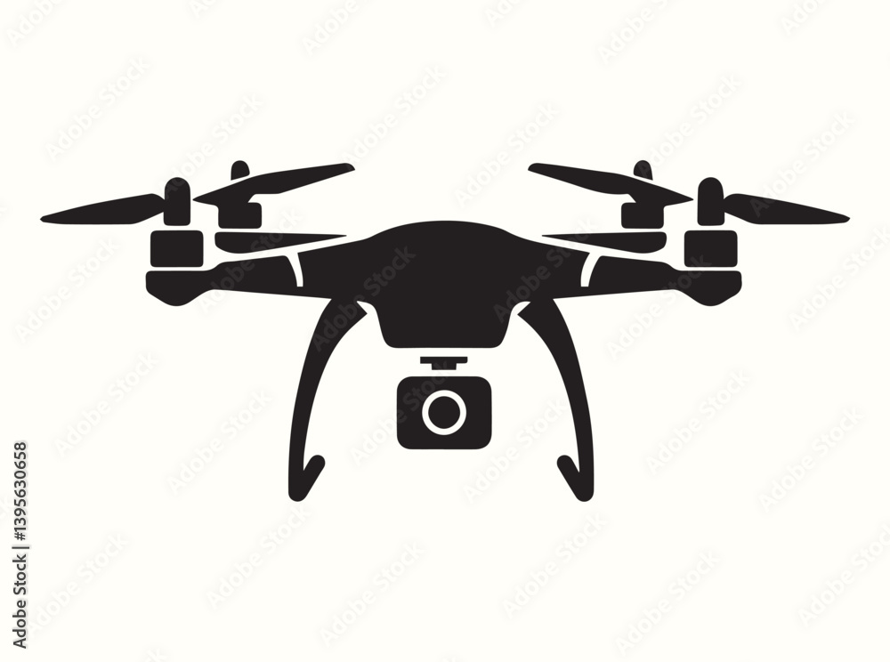 Simple Black Silhouette of a Quadrotor Drone Simple Black Silhouette of a Quadrotor Drone