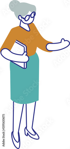 Obraz na płótnie Business Woman standing vector line isometric illustration isolated on white background w salonie
