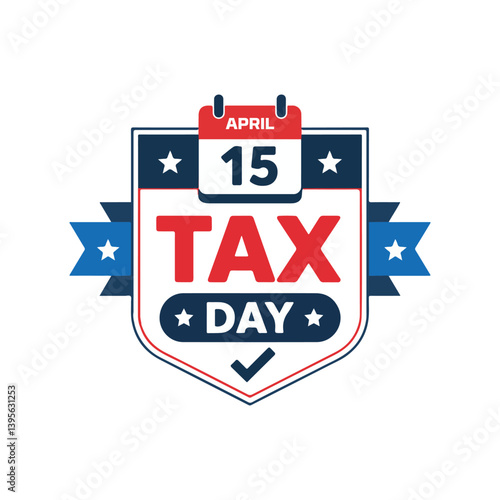 National Tax Day  on April 15  United States to declare their income tax vector logo illustration