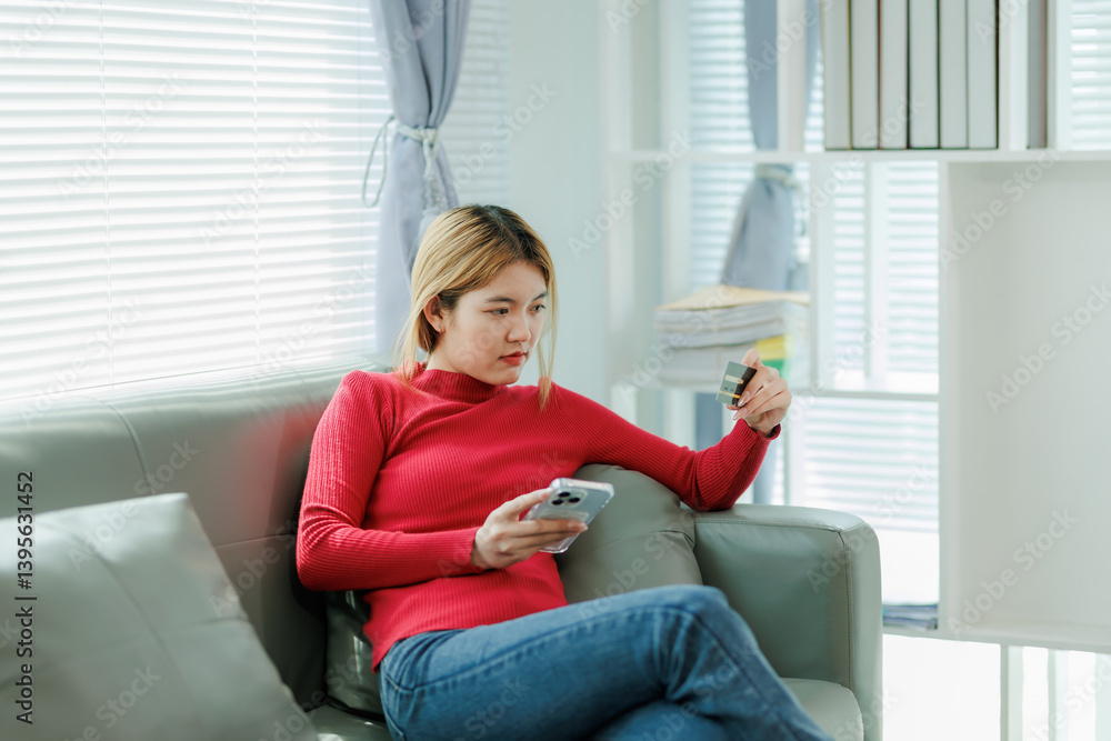 An online shopper is shopping online on her day off. An online shopper is shopping online on her day off.