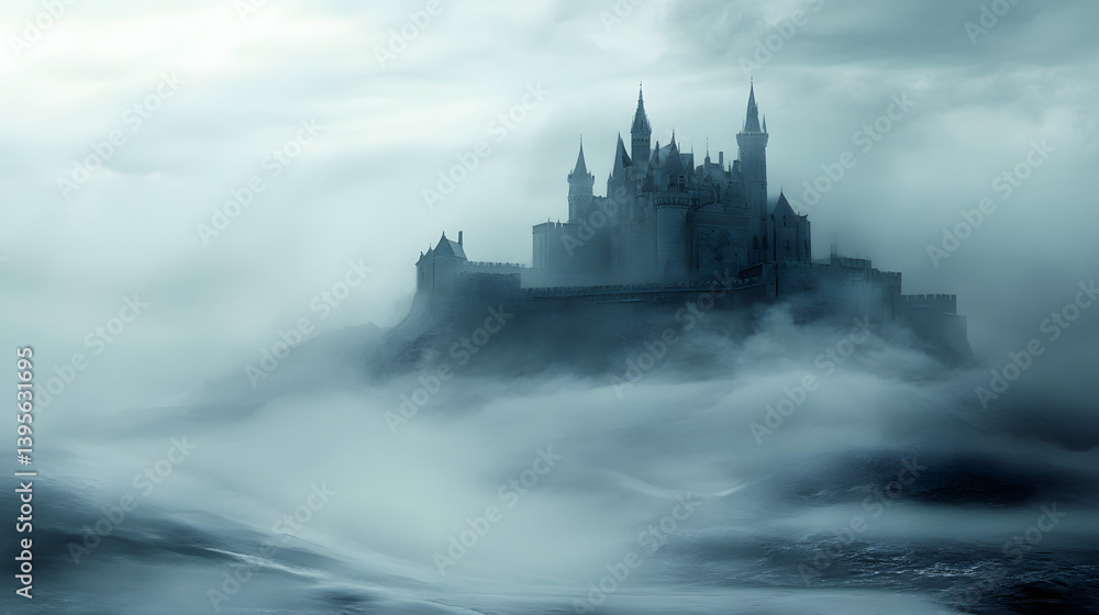 Naklejka premium Misty Castle on Hill 