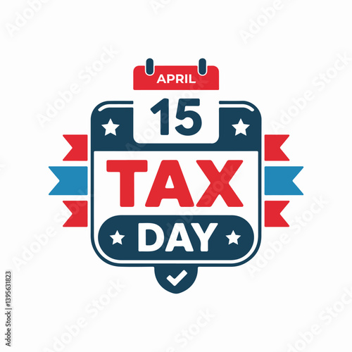 National Tax Day  on April 15  United States to declare their income tax vector logo illustration