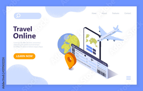 Travel booking mobile interface concept. Vector illustration