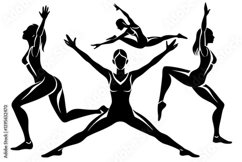 Minimalist line art yoga illustration featuring graceful poses and meditative figures. Perfect for wellness branding, yoga studio logos, meditation guides, health and fitness content, spiritual artwor