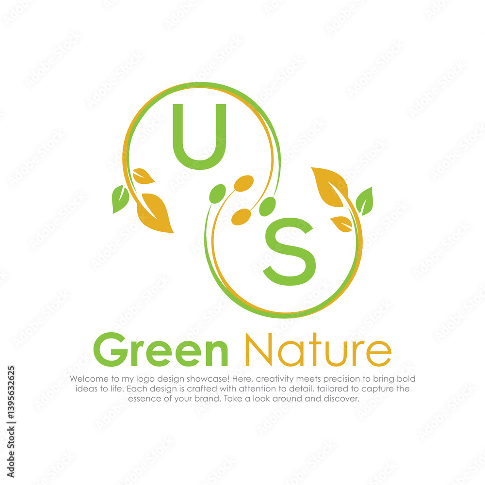Obraz premium initial monogram logo for Green nature With circle shape creative design.