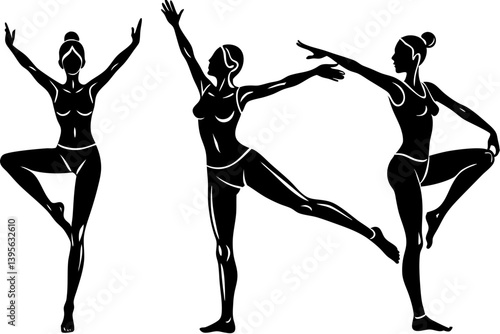 Minimalist line art yoga illustration featuring graceful poses and meditative figures. Perfect for wellness branding, yoga studio logos, meditation guides, health and fitness content, spiritual artwor