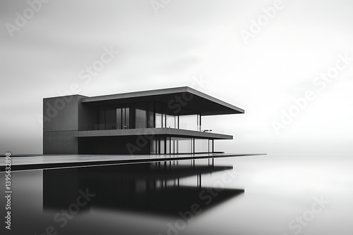 Dream house concept visualized as a minimalist 3D model, blending modern design with innovative architectural elements.