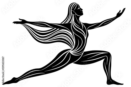 Minimalist line art yoga illustration featuring graceful poses and meditative figures. Perfect for wellness branding, yoga studio logos, meditation guides, health and fitness content, spiritual artwor