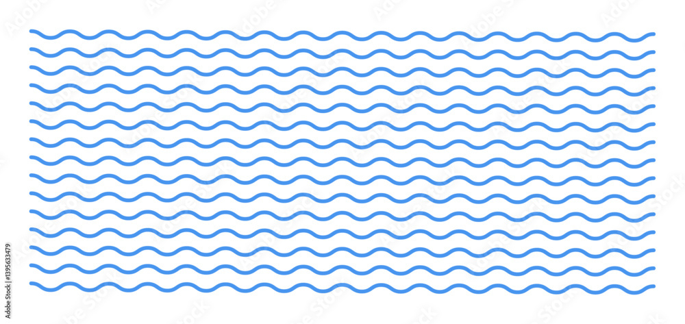 Abstract blue geometric simple line wave pattern. An element for decoration and design.Template, banner, background. Imitation of water. Wavy texture. Beautiful light line curves. Vector illustration.