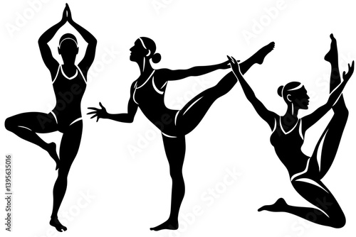 Minimalist line art yoga illustration featuring graceful poses and meditative figures. Perfect for wellness branding, yoga studio logos, meditation guides, health and fitness content, spiritual artwor
