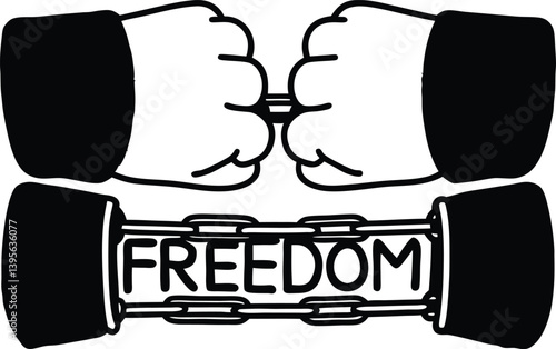 Hands in Chains with "Freedom" - A Powerful Symbol of Liberation