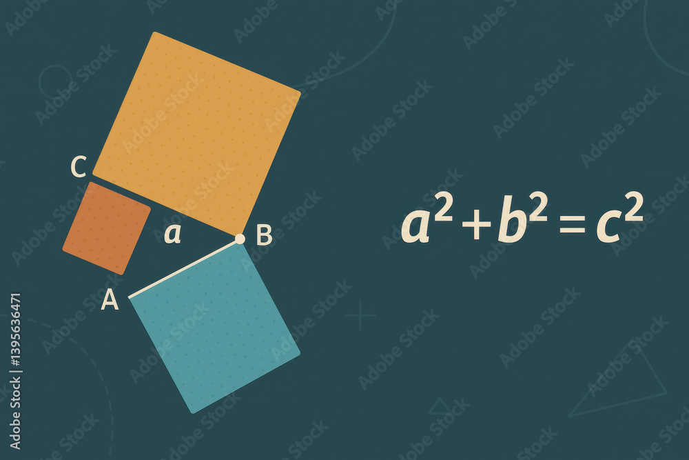 Pythagorean theorem illustrated with geometric and natural design elements