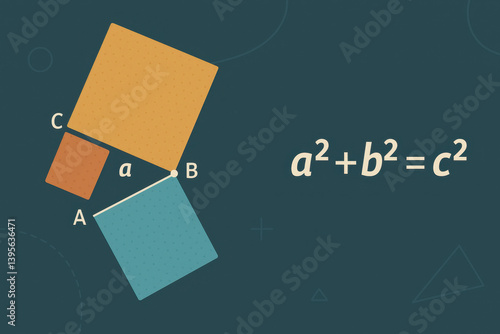 Obraz na płótnie Pythagorean theorem illustrated with geometric and natural design elements w salonie