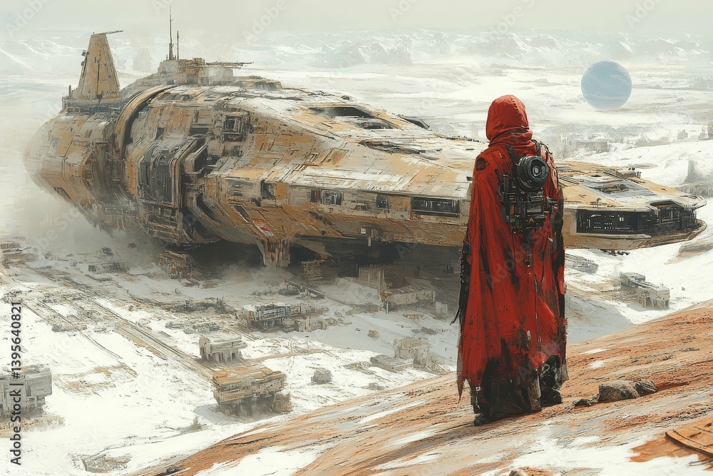 Abandoned Spaceship on a Frozen Desert Planet