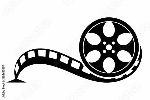film strip reel silhouette vector