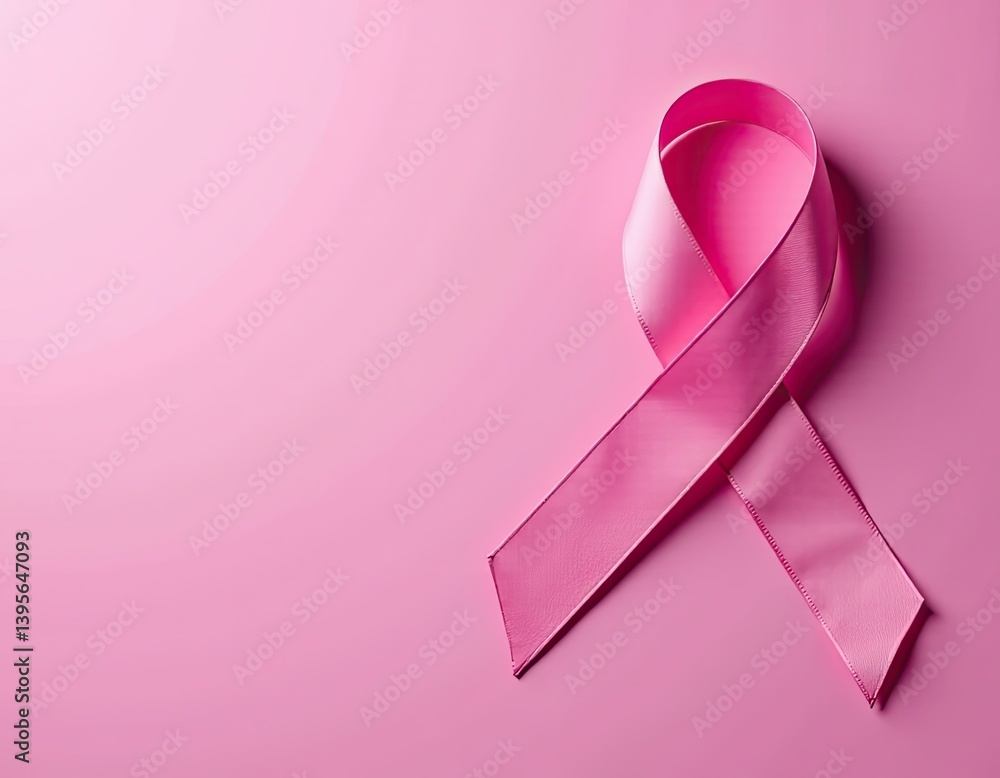 Pink Ribbon on Pink Background Breast Cancer Awareness Symbol